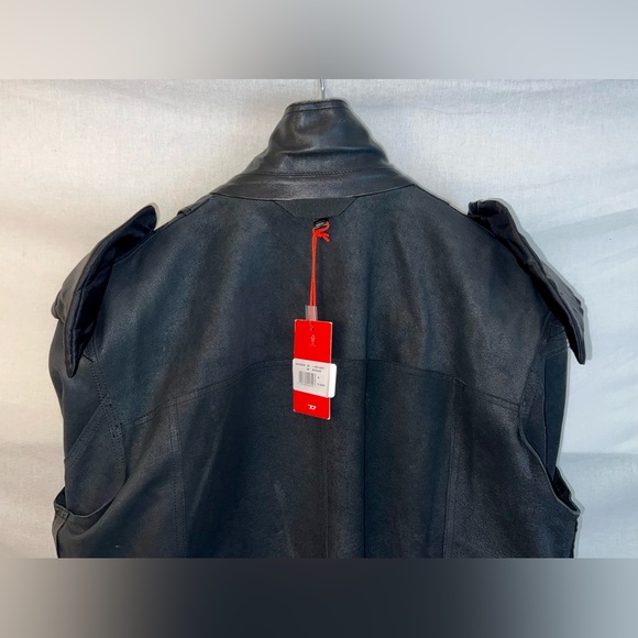 DIESEL Smooth Lambskin L-Ader Black Leather Jacket, Size XL - Picture 9 of 16